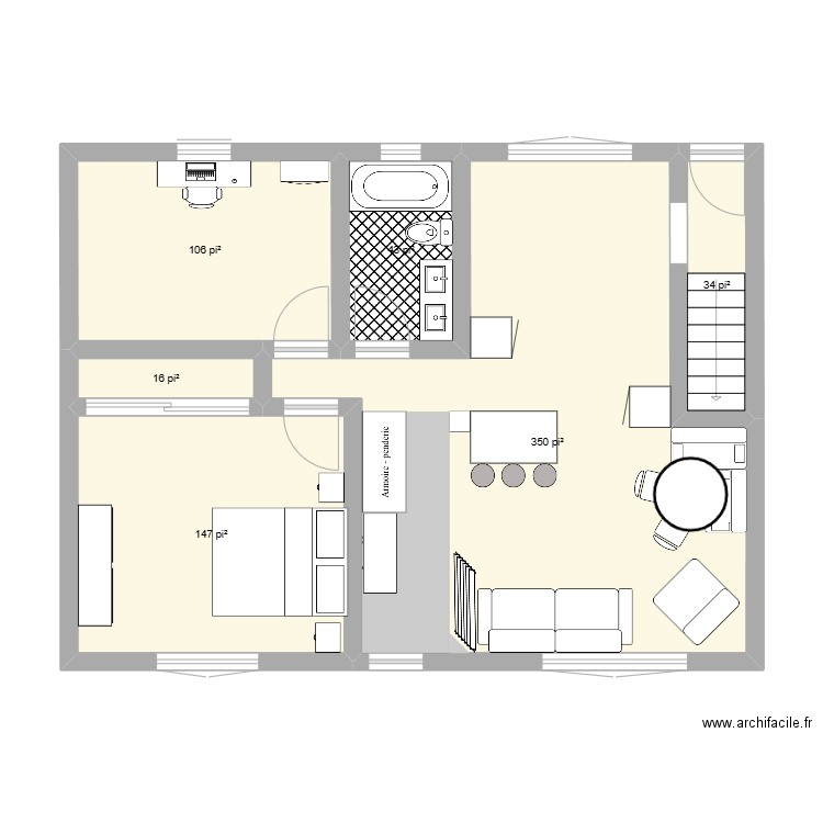 Maison. Plan de 6 pièces et 65 m2