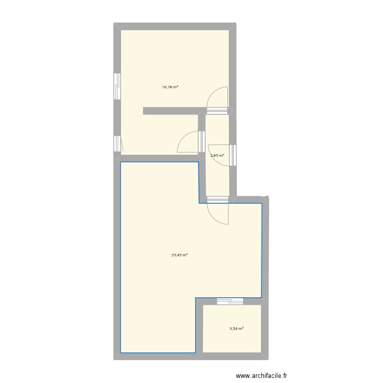 Maison . Plan de 4 pièces et 53 m2