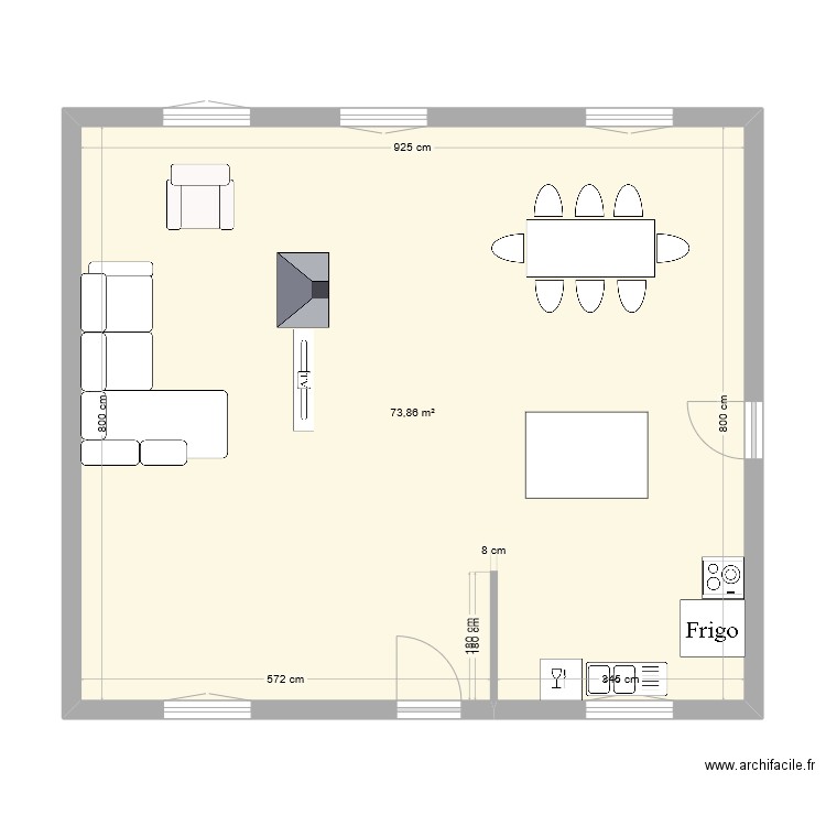 La Boissière. Plan de 1 pièce et 74 m2