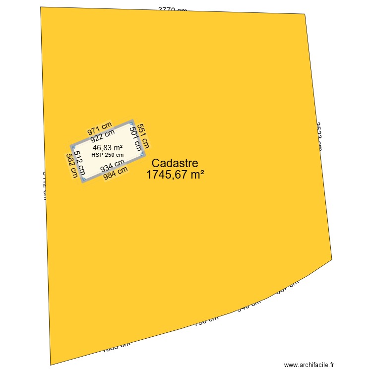 Cadastre. Plan de 1 pièce et 47 m2