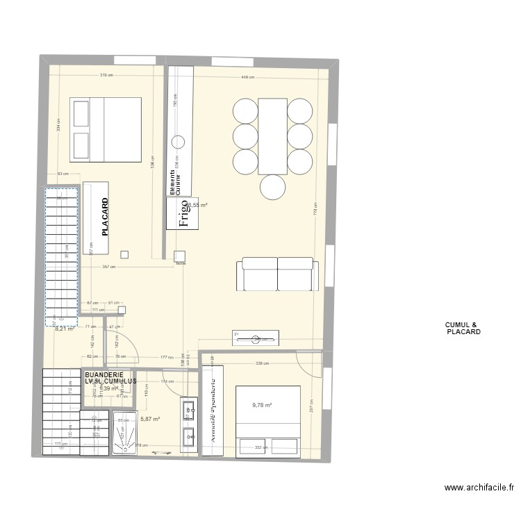 Appartement R+1 V.3. Plan de 5 pièces et 82 m2