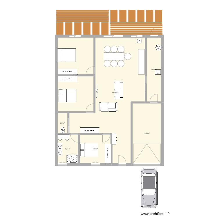 MAISON SABLES. Plan de 7 pièces et 133 m2