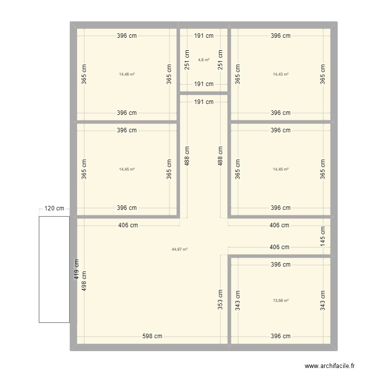 PROJET ACHAT SOTTA. Plan de 7 pièces et 121 m2