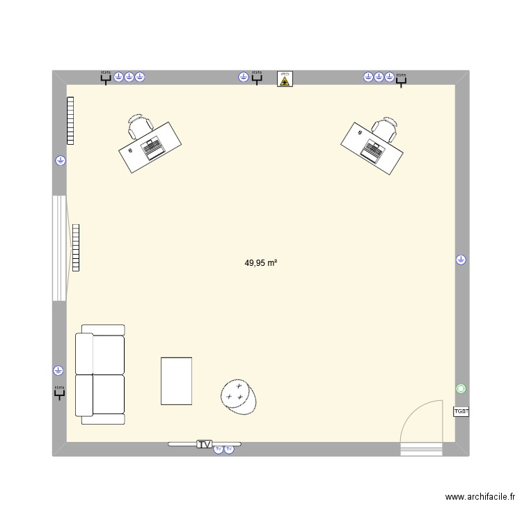 bureau st jean . Plan de 1 pièce et 50 m2