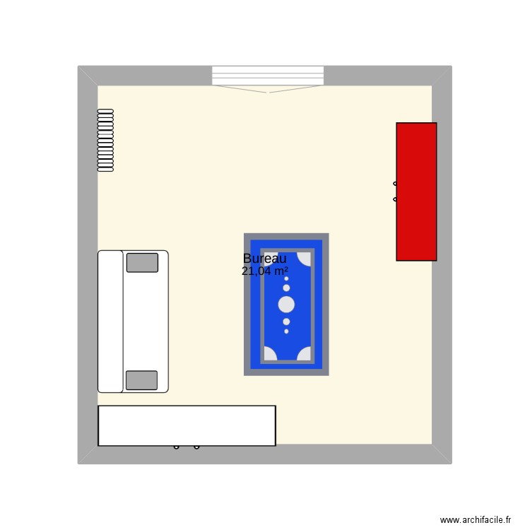 bureau. Plan de 1 pièce et 21 m2