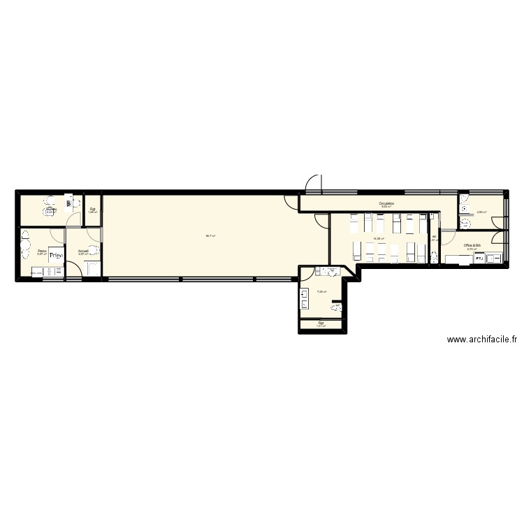 77LR16CDG projet am. Plan de 12 pièces et 125 m2