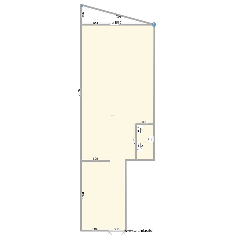 plan H2. Plan de 3 pièces et 634 m2