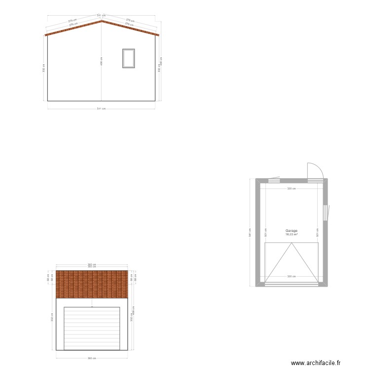 Garage. Plan de 1 pièce et 16 m2