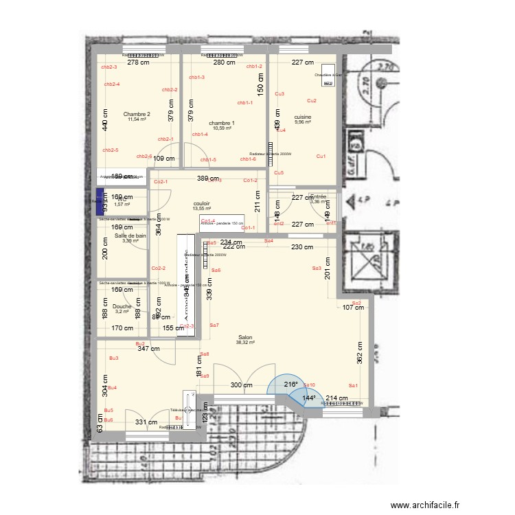 8 Chateaudun v15. Plan de 9 pièces et 95 m2