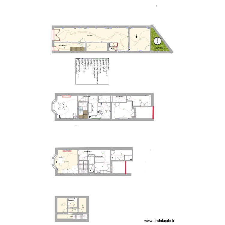 ssol+ comble+RDC+ET 1 F.CHELEA ELEC. Plan de 13 pièces et 181 m2