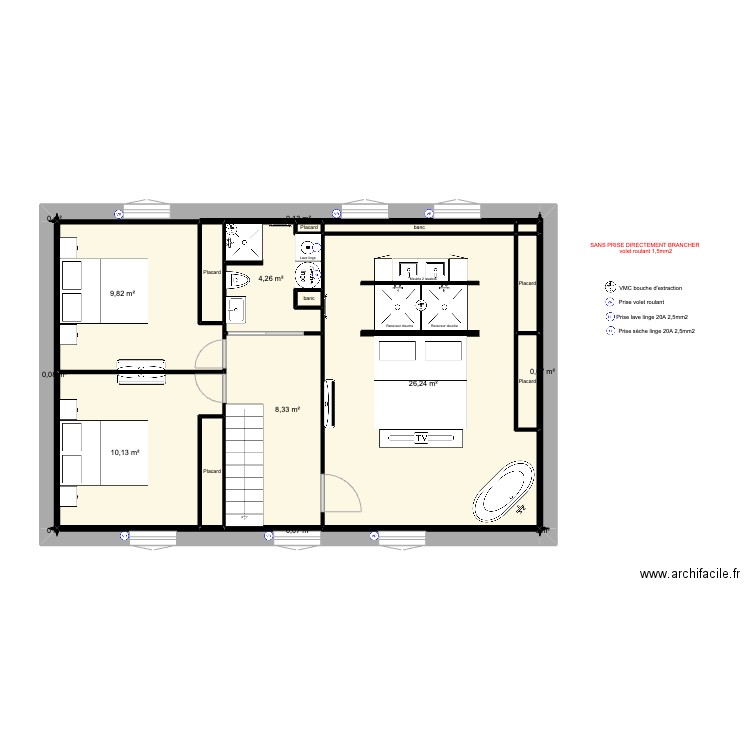 festigny 1 étage ELECTROMÉNAGER. Plan de 20 pièces et 64 m2