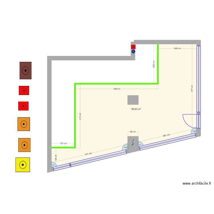 Laverie St Just 2. Plan de 1 pièce et 40 m2