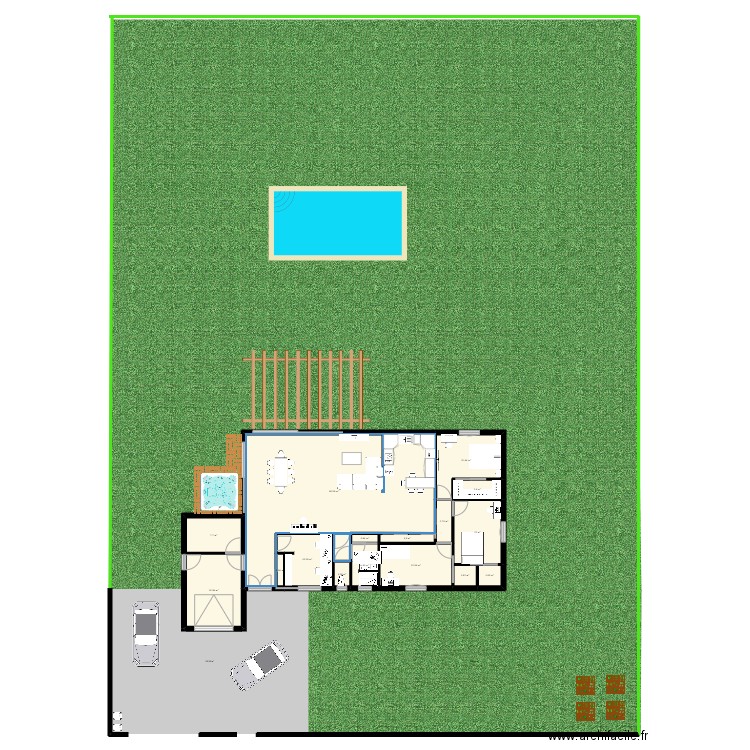 projet 0724. Plan de 16 pièces et 171 m2