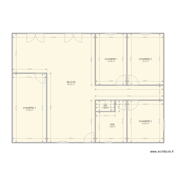 CESARI. Plan de 7 pièces et 107 m2