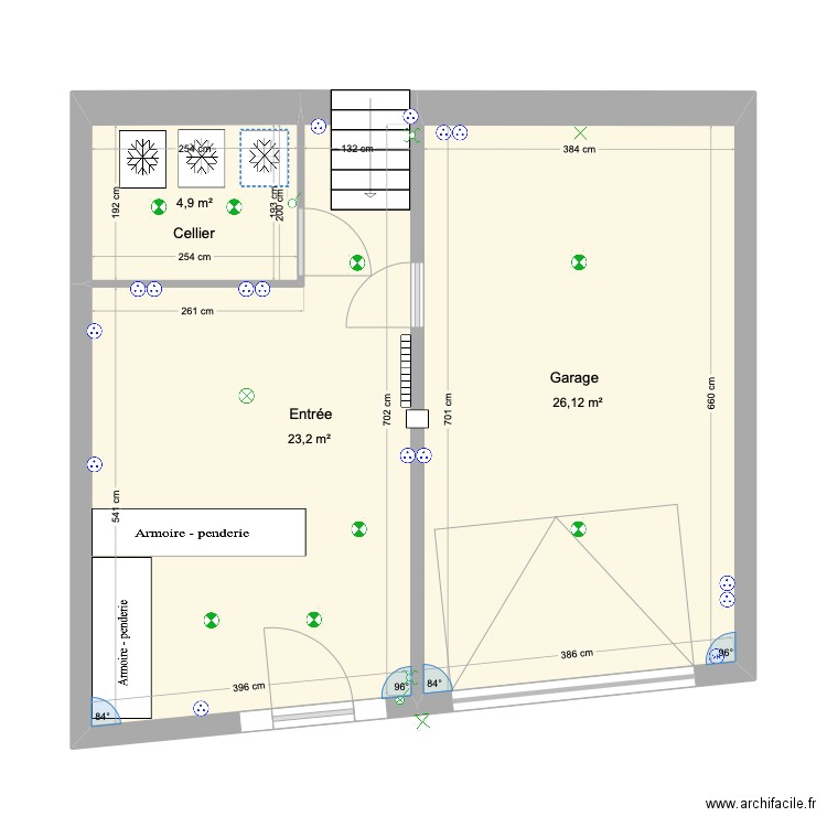 sous sol Elec. Plan de 3 pièces et 54 m2