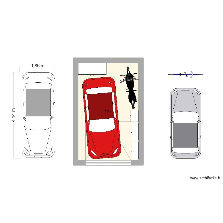 GARAGE. Plan de 1 pièce et 16 m2