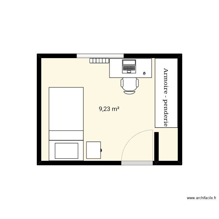 Chesa. Plan de 1 pièce et 9 m2