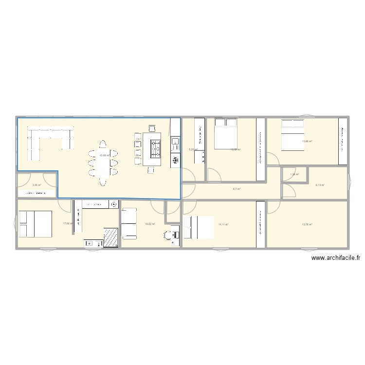 idee02. Plan de 12 pièces et 150 m2