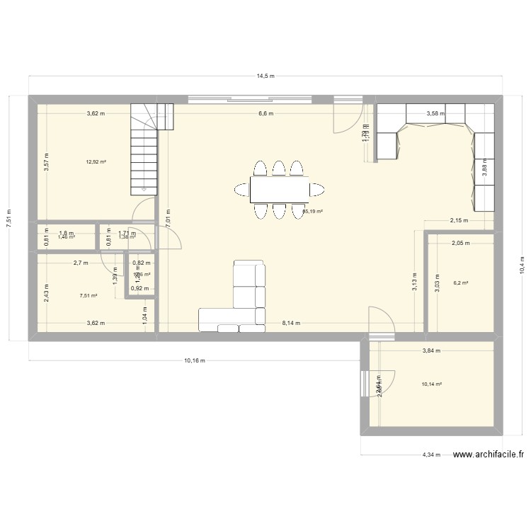 maison 2. Plan de 8 pièces et 106 m2