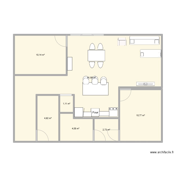 Parents appart St-hilaire. Plan de 7 pièces et 75 m2