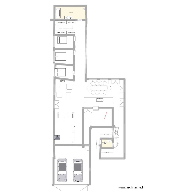 Gregjenna 2. Plan de 2 pièces et 14 m2