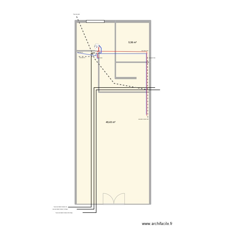 plans réseau d eaux . Plan de 2 pièces et 55 m2