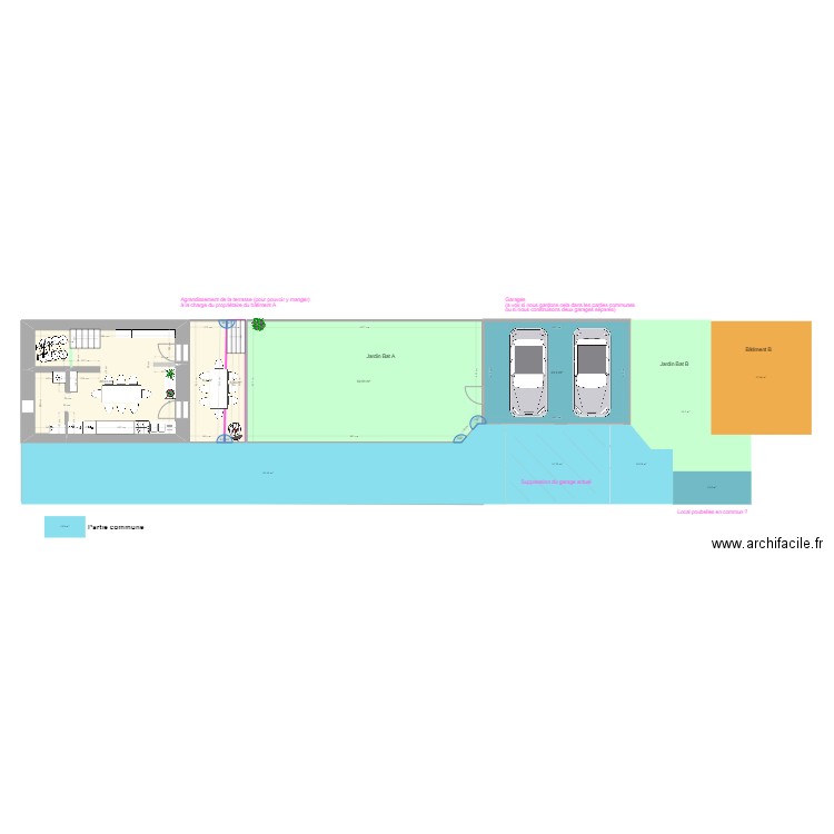 Maison Edouard Maury RDJ + jardin. Plan de 5 pièces et 135 m2