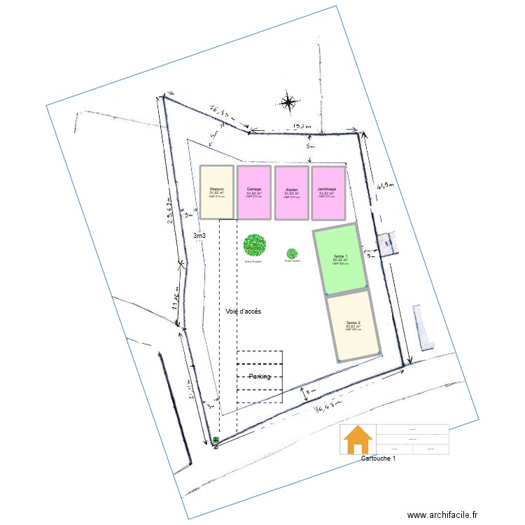 Hangar V4. Plan de 6 pièces et 391 m2