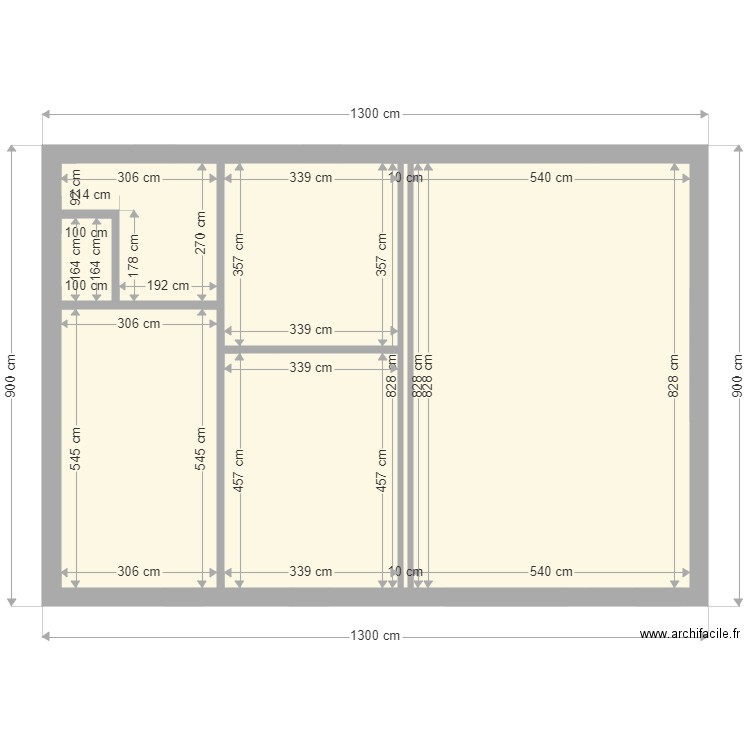 bifamiliale. Plan de 16 pièces et 294 m2