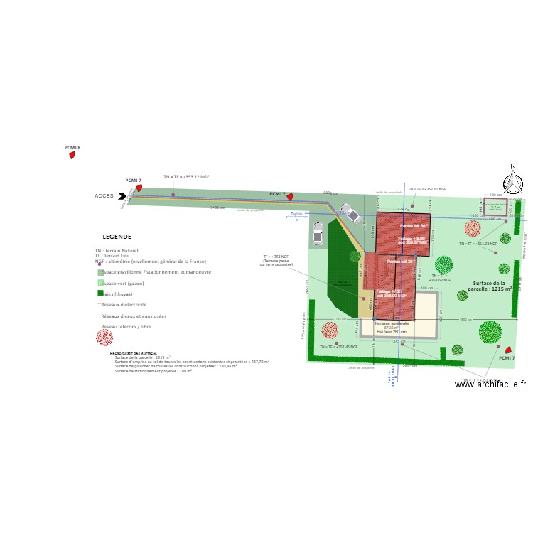 PLAN DE MASSE SANS PCMI 8. Plan de 4 pièces et 221 m2