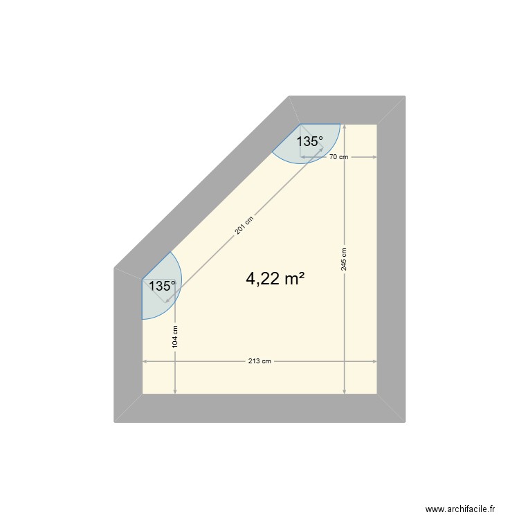  guette villers. Plan de 1 pièce et 4 m2