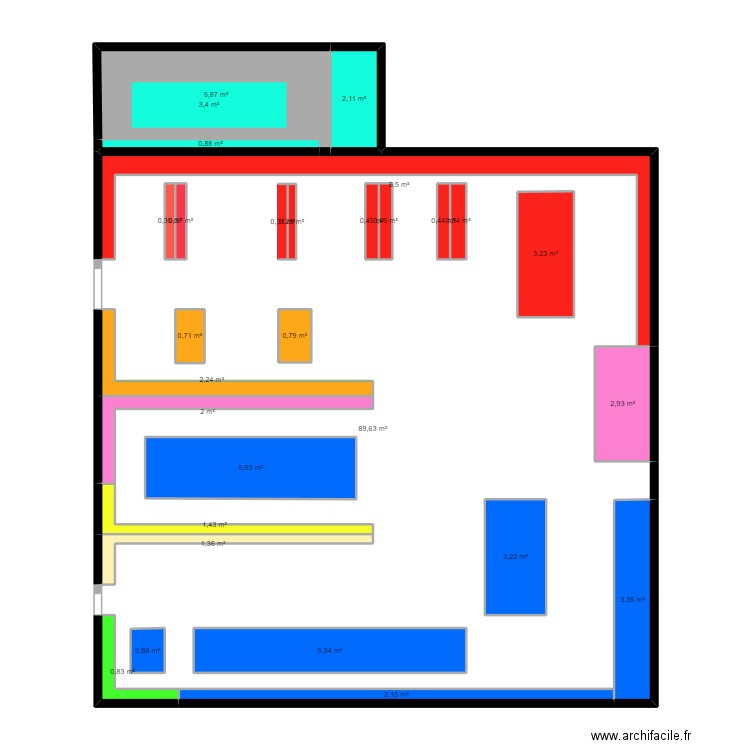 p a. Plan de 29 pièces et 176 m2