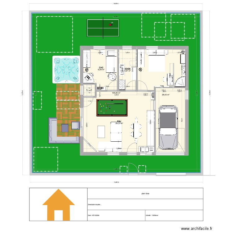 plan lûna. Plan de 6 pièces et 259 m2