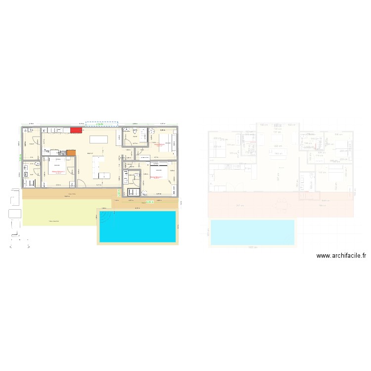 Sharif and  Chris v1. Plan de 8 pièces et 120 m2