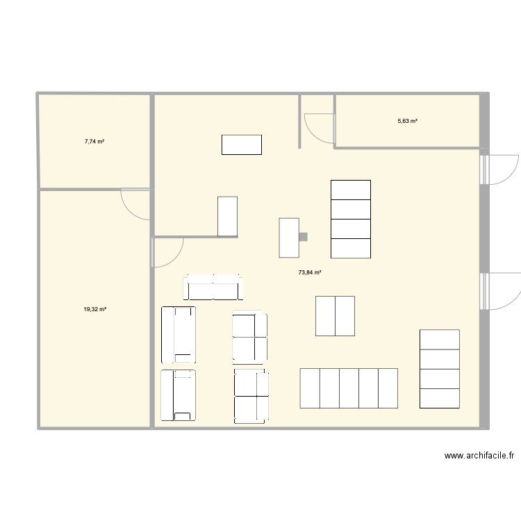 Bailou. Plan de 4 pièces et 107 m2