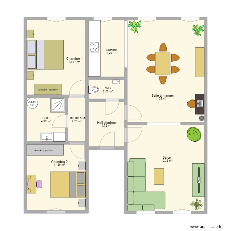 Lairesse 2. Plan de 9 pièces et 86 m2