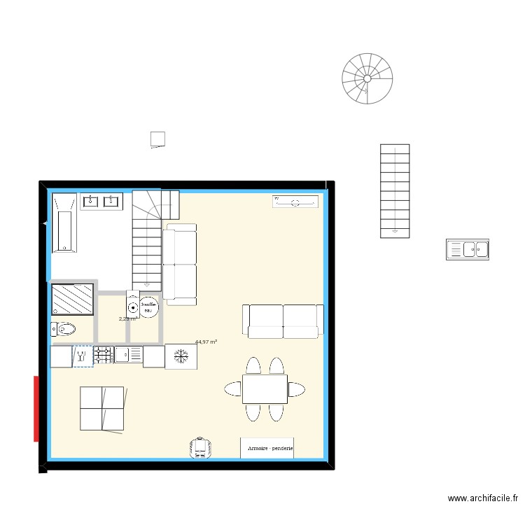 117v6yvyy. Plan de 2 pièces et 47 m2