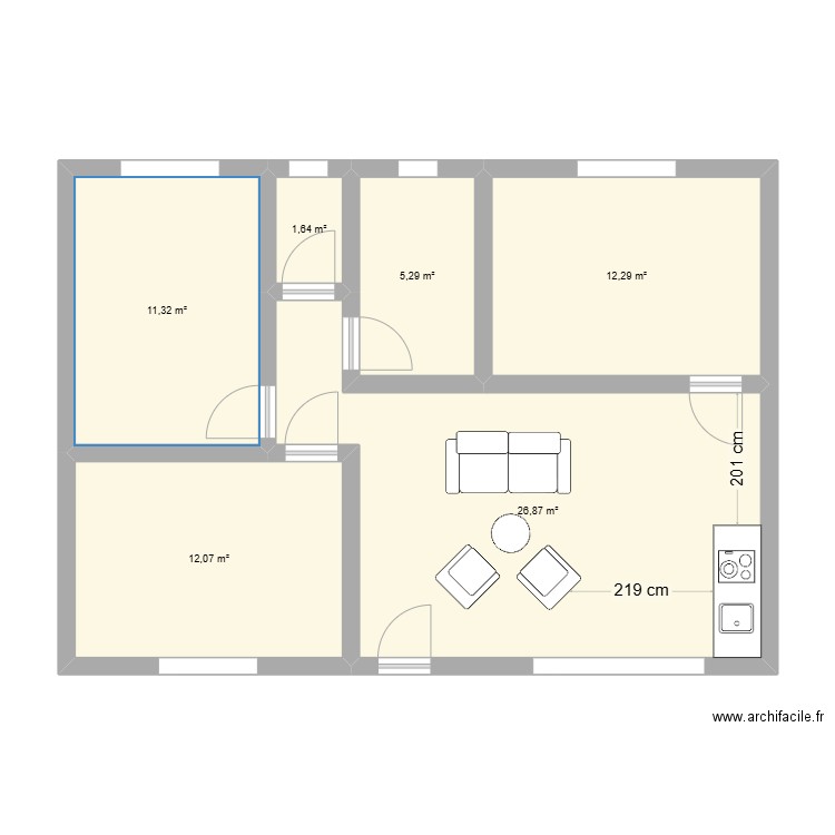 Fatima Maison. Plan de 6 pièces et 69 m2