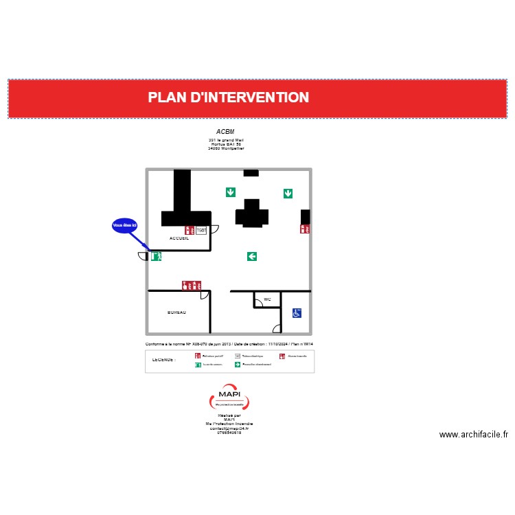 acbm mosquee. Plan de 3 pièces et 410 m2