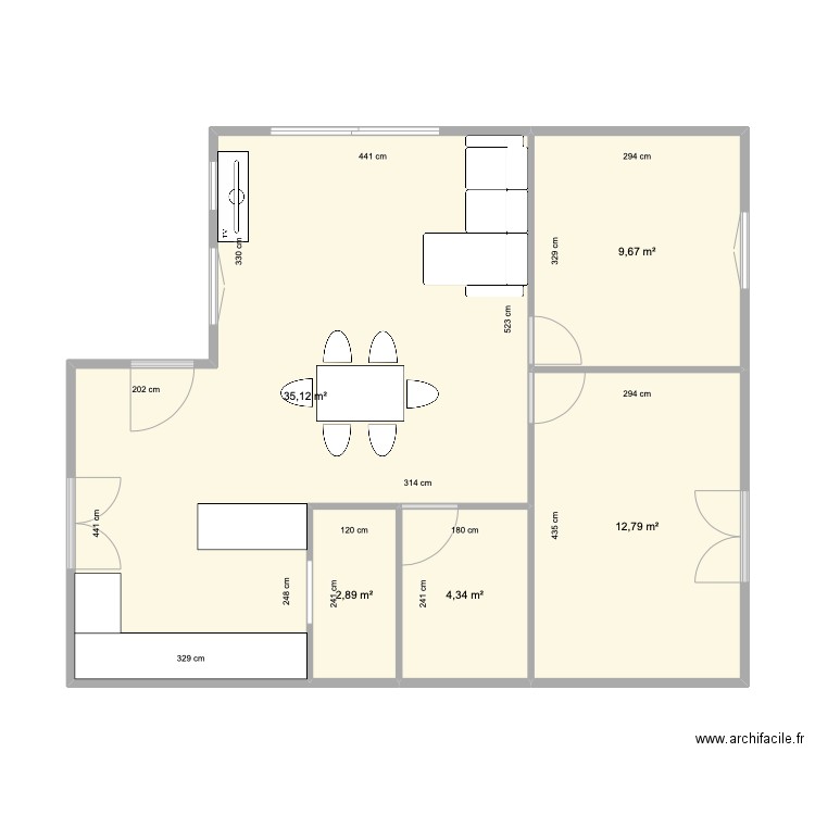 MACAU TEST 2. Plan de 5 pièces et 65 m2