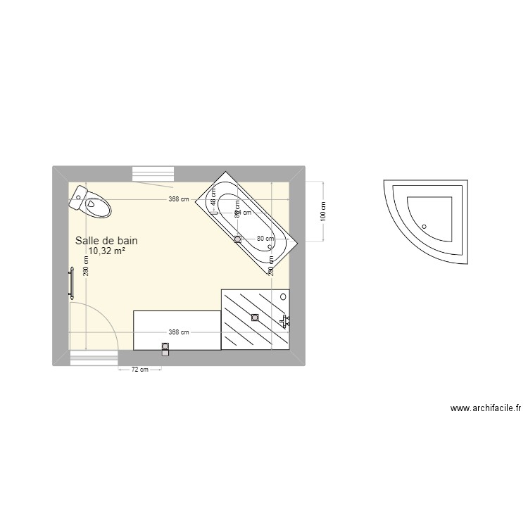 maison-sdb. Plan de 1 pièce et 10 m2