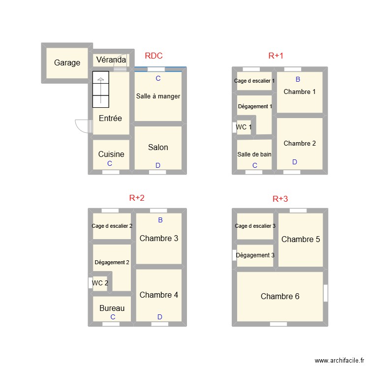 2410 CARTERON. Plan de 22 pièces et 18 m2