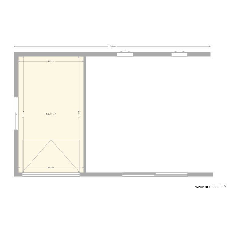 garage st hilaire. Plan de 1 pièce et 28 m2