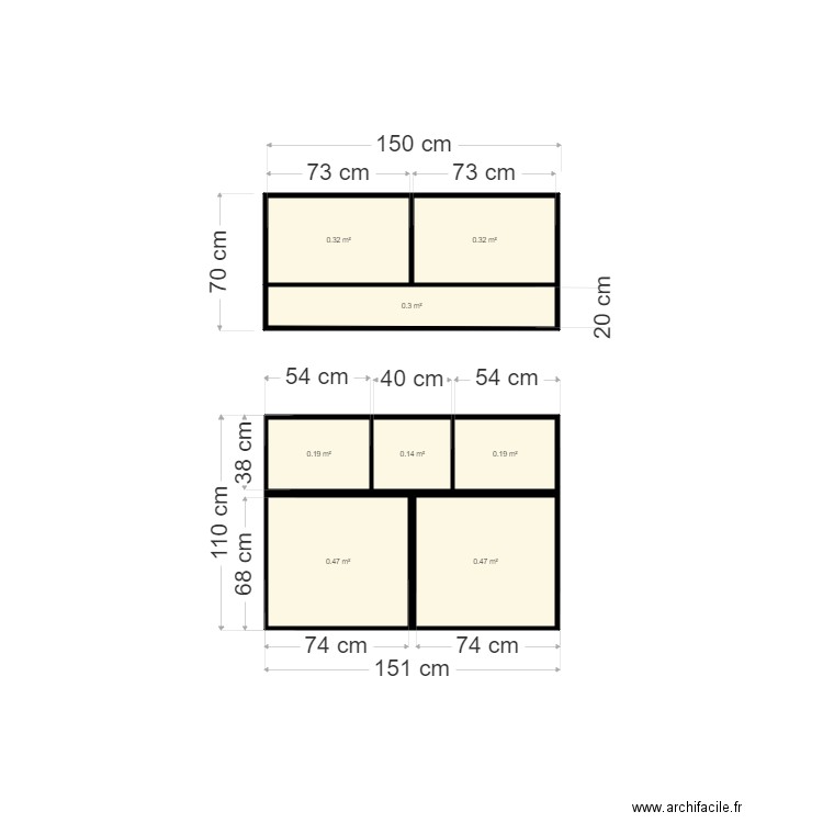 opel aménag. Plan de 8 pièces et 2 m2