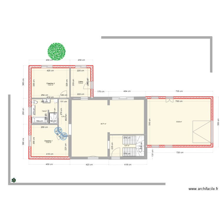 Troisgots devis extention. Plan de 18 pièces et 234 m2