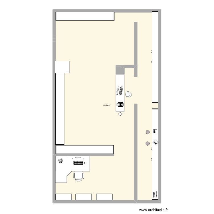 DMC informatique. Plan de 1 pièce et 160 m2