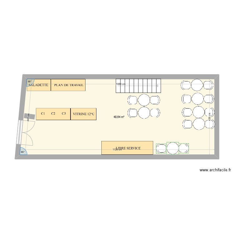 GB V1. Plan de 1 pièce et 49 m2