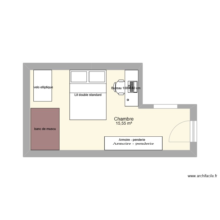 studio. Plan de 1 pièce et 16 m2