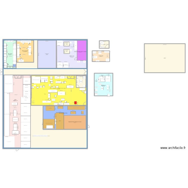 Plan Labo pour modif. Plan de 18 pièces et 2153 m2