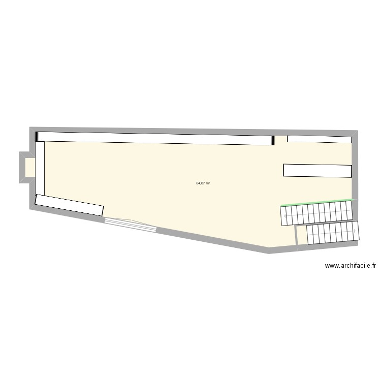 1ER ETAGE MAGASIN EPICERIE. Plan de 1 pièce et 64 m2